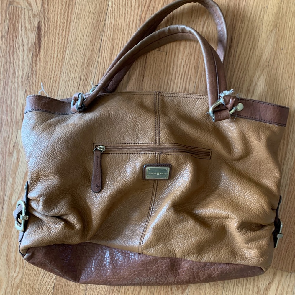 Etienne Aigner Cognac/Tan Leather Buckle Tote - Picture 3 of 3